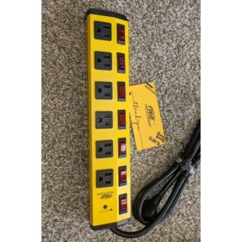 New 6-Outlet Heavy Duty Metal Power Strip with Individual Switches
